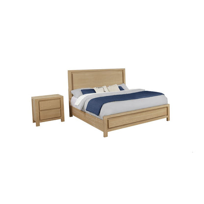 2pc Rubber Wood Light Oak Natuiral Finish Queen Bedroom Set