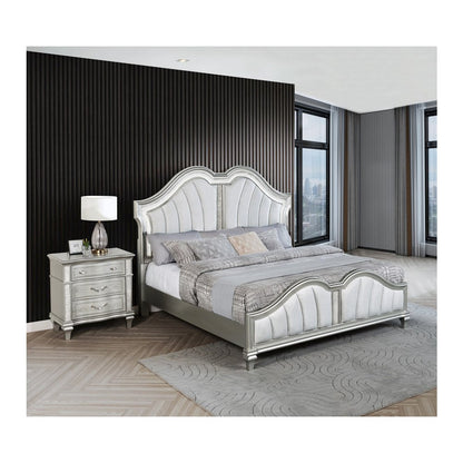 2 Piece Silver Queen Panel Bedroom Set ( Qb+ Nightstand)