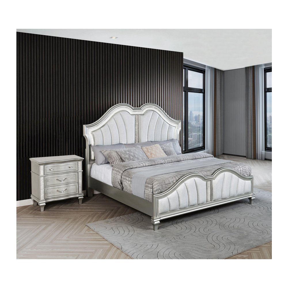2 Piece Silver Queen Panel Bedroom Set ( Qb+ Nightstand)