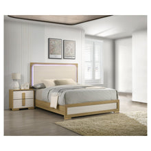 2 piece - Beige wood bedroom set (Bed+Night stand)