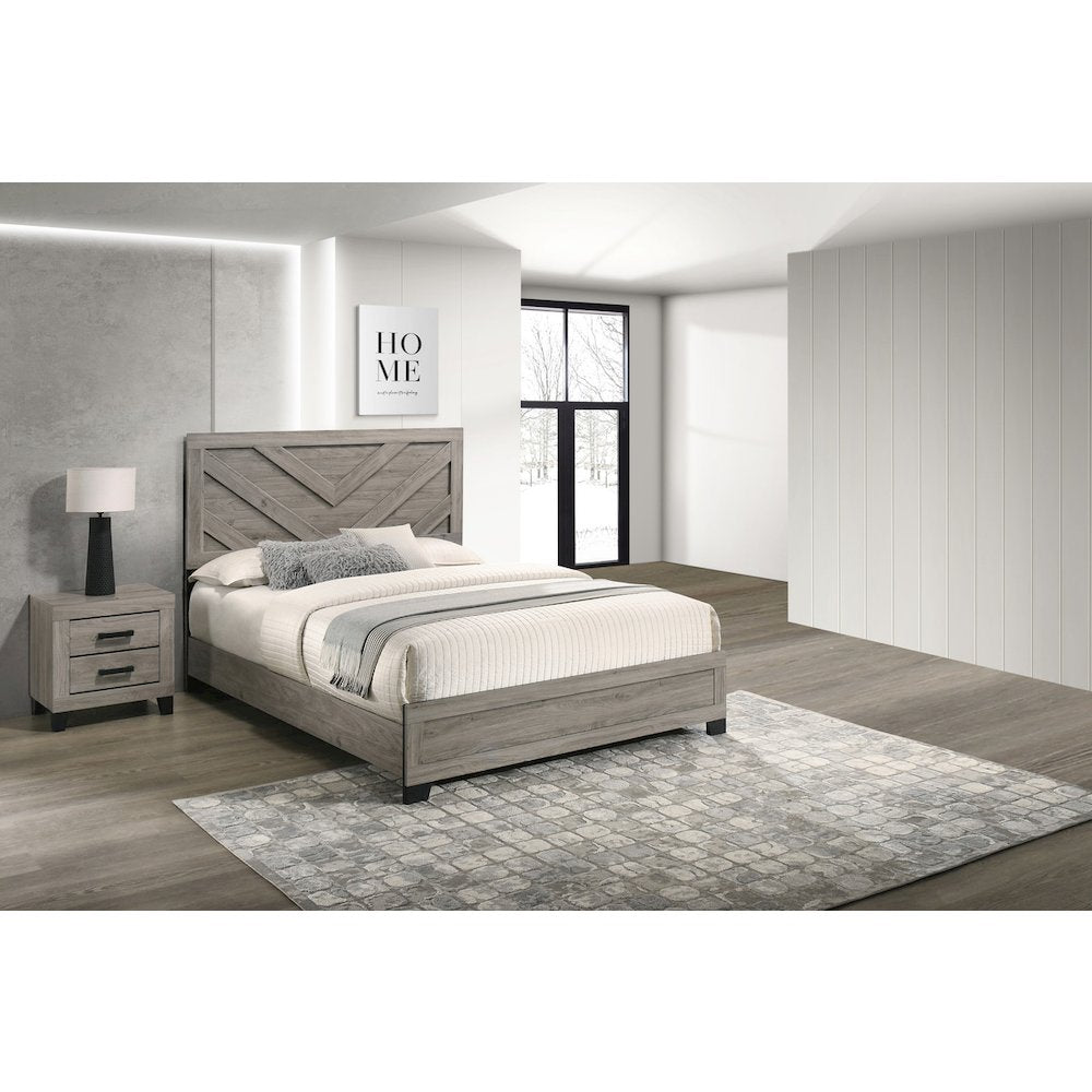 2 piece light gray pannel bedroom set (Bed+NS)