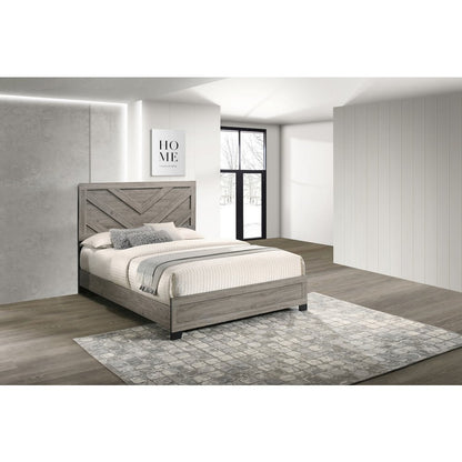 Light gray pannel Queen size bed (84"L x 63"W x 53"H)