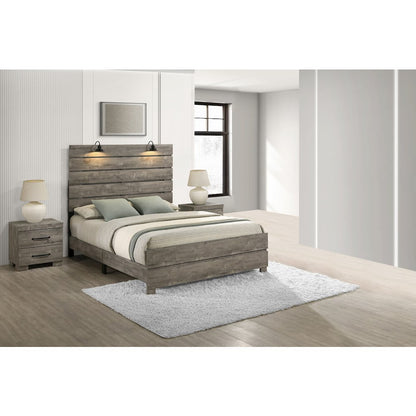 3Pc Modern Queen Size Panel Bedroom Set In Antique Gray Color