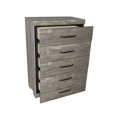 5Pc Modern Full Size Panel Bedroom Set In Antique Gray Color