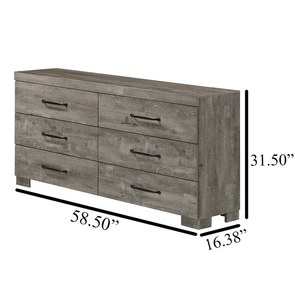 3Pc Modern Full Size Panel Bedroom Set In Antique Gray Color