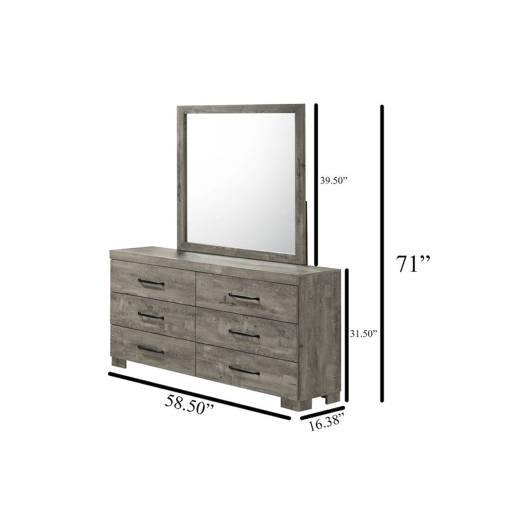 4Pc Modern Full Size Panel Bedroom Set In Antique Gray Color