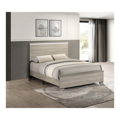 Queen Panel Bed Greige Rustic Oak