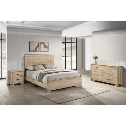 3pc Queen Panel Bedroom Set Light Oak (Bed, Dresser, Nightstand)