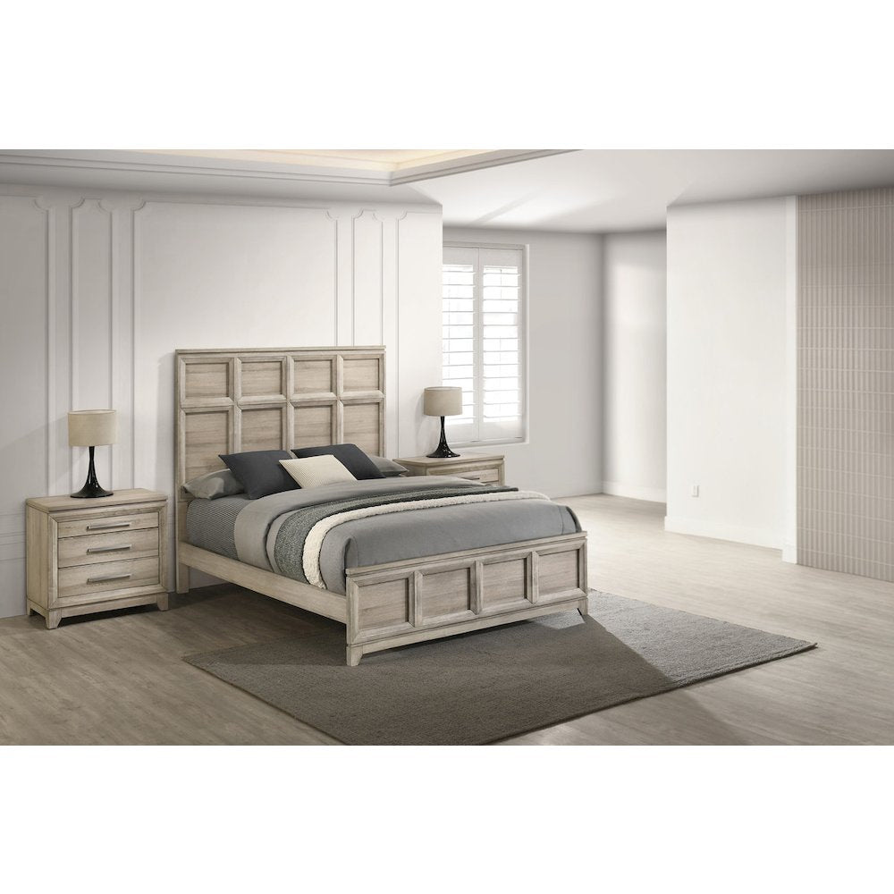 3pc Queen Panel Bedroom Set Weathered Greige  (Bed, 2 Nightstand)