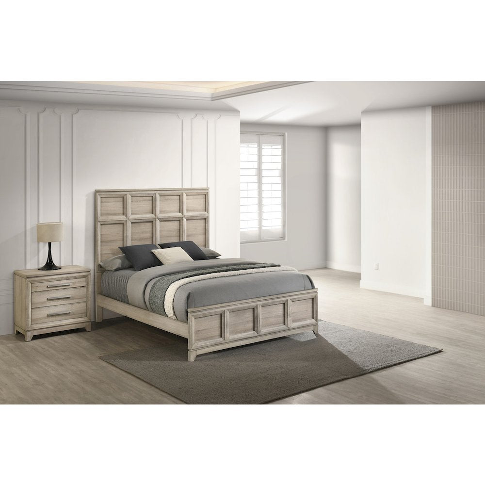 2pc Queen Panel Bedroom Set Weathered Greige (Bed, Nightstand)