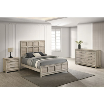 3pc Queen Panel Bedroom Set Weathered Greige (Bed, Dresser, Nightstand)