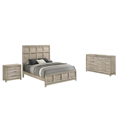 3pc Queen Panel Bedroom Set Weathered Greige (Bed, Dresser, Nightstand)