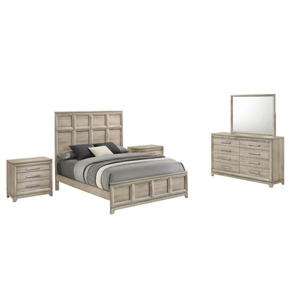 5pc Queen Panel Bedroom Set Weathered Greige(Bed, Dresser, Mirror,2 Nightstand)