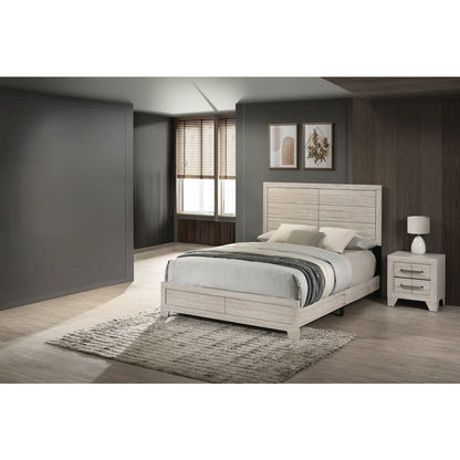2pc Queen Panel Bedroom Set Rustic Gray Oak color (Bed, Nightstand)