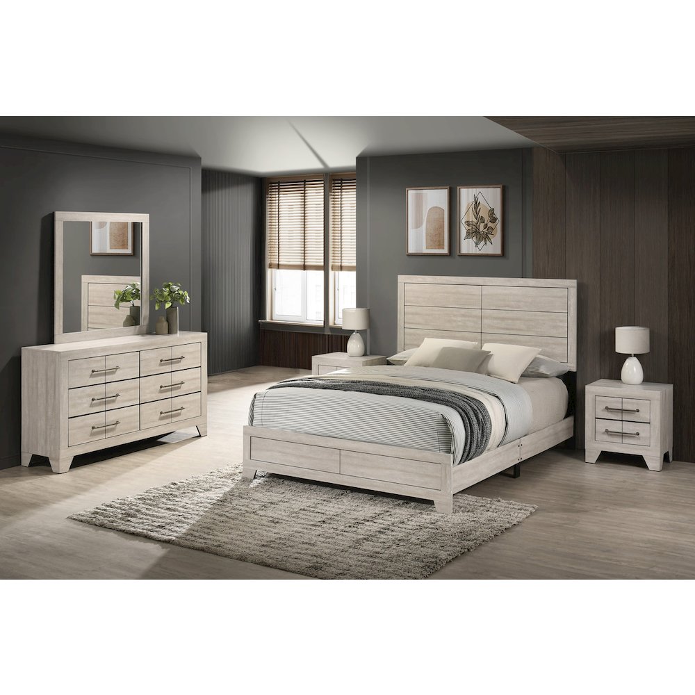 5pc Queen Panel Bedroom Set Rustic Gray Oak color