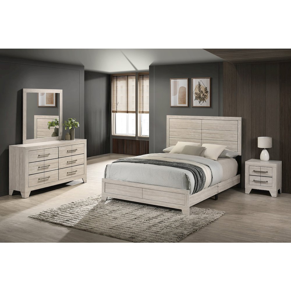 4pc Queen Panel Bedroom Set Rustic Gray Oak color