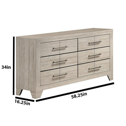 3pc Queen Panel Bedroom Set Rustic Gray Oak color (Bed, Dresser, Nightstand)