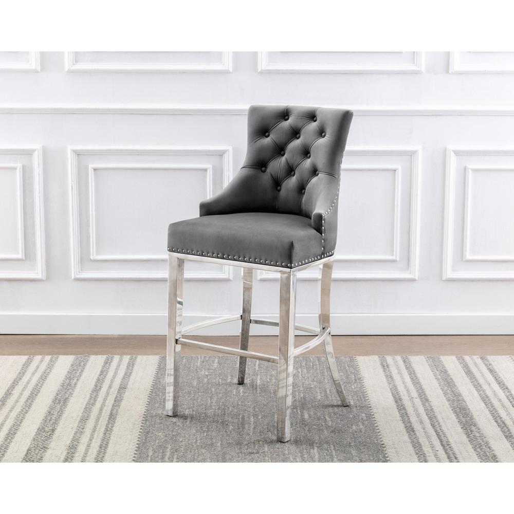 24" upholstered counter height chairs, stainless steel base (SET OF 2)