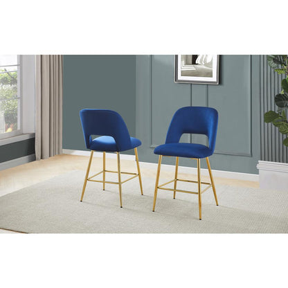 Navy Blue velvet upholstery counter height chairs *SET OF 2*