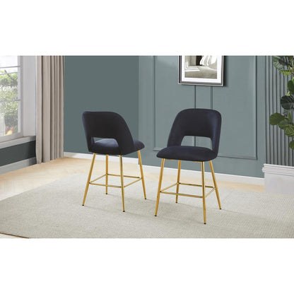 Black velvet upholstery counter height chairs *SET OF 2*