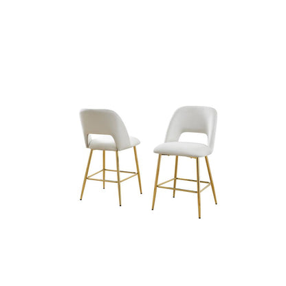 Cream velvet upholstery counter height chairs *SET OF 2*