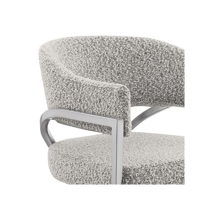Single Boucle Fabric Barstool Rich Gray with Matte Gold Chrome Base