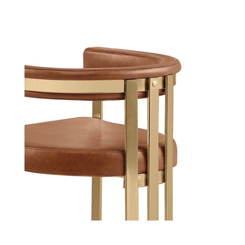 Single Leather-Aire Barstool Toffee with Gold Chrome Base