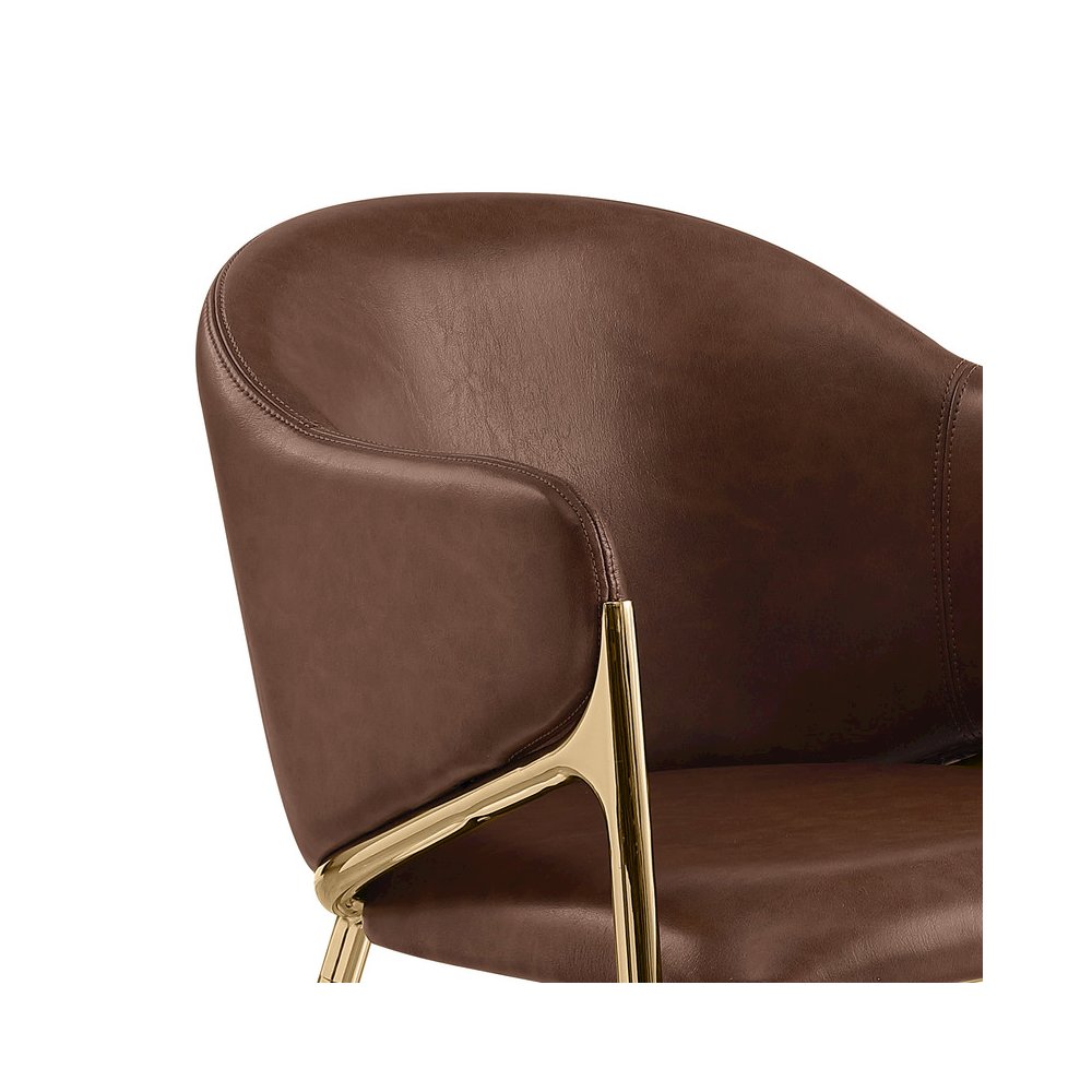 Single Leather-Aire Barstool Mocha with Gold Chrome Base