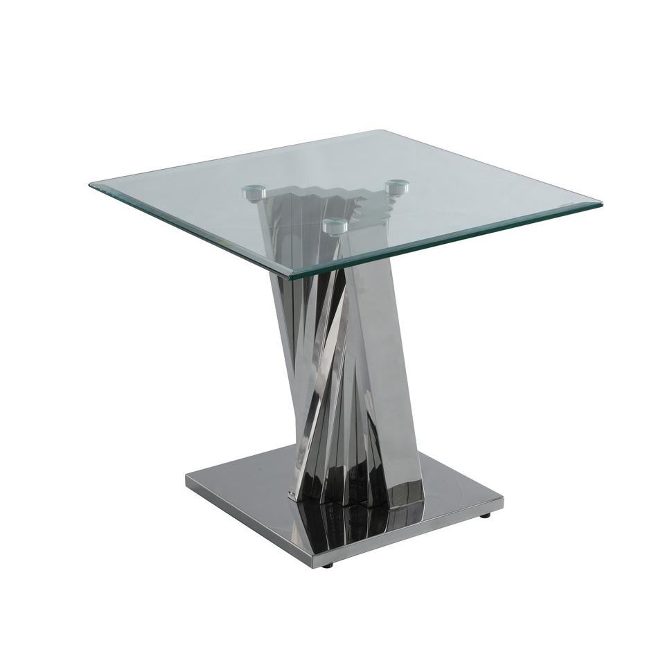 Glass Coffee Table Sets: Coffee Table, 2 End Tables and Console Table with Stainless Steel Base