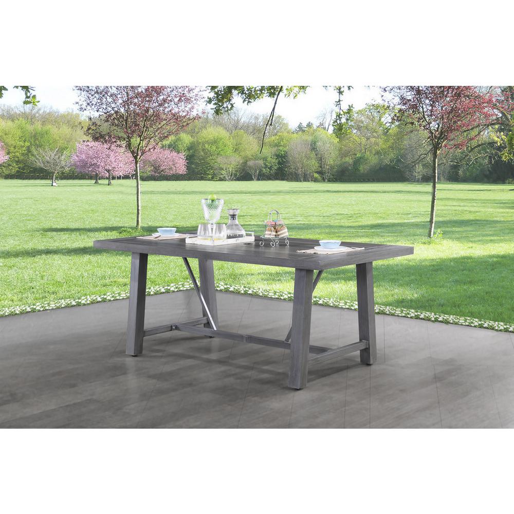 5-piece outdoor dining table in grey aluminum metal