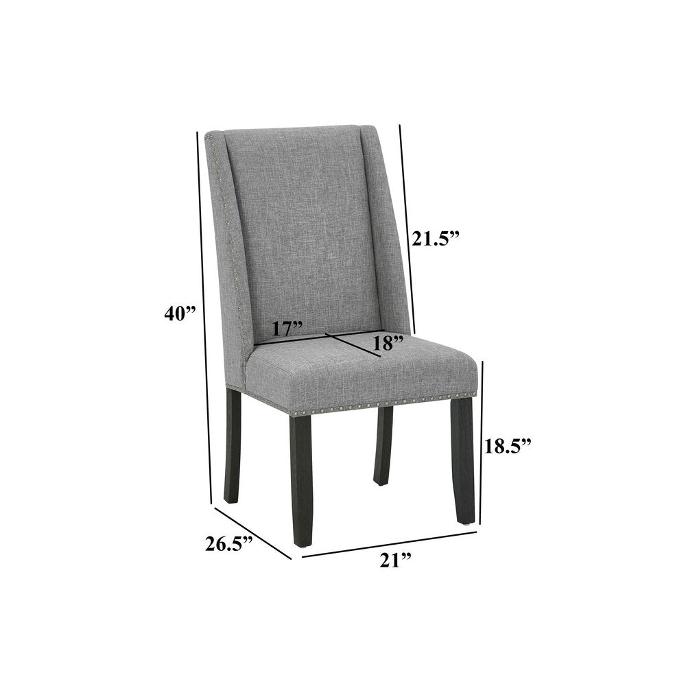 5Pc Faux Marble Table With 4 Rustic Gray Fabric Side Chairs