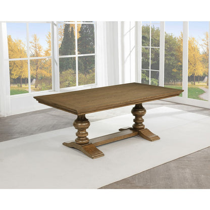 Traditional Dinging Set With 6 Beige Side Chairs And One 72" Wood Dining Table