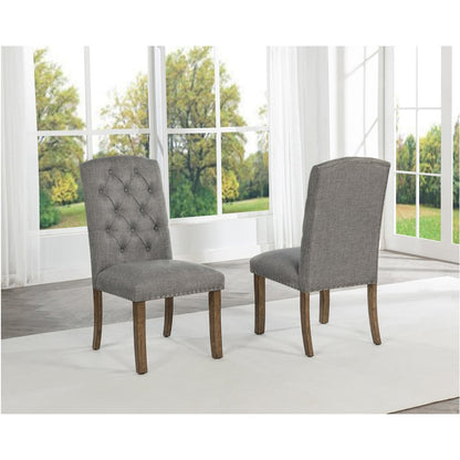Beige Dining Chair With Linen Fabric (Set Of 2)