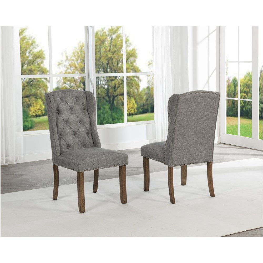 Dinging Set With 6 Dark Grey Side Chairs And One 72" Wood Dining Table