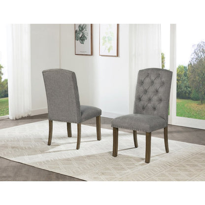 5 Piece Traditional Dining Set With Grey Side Chairs