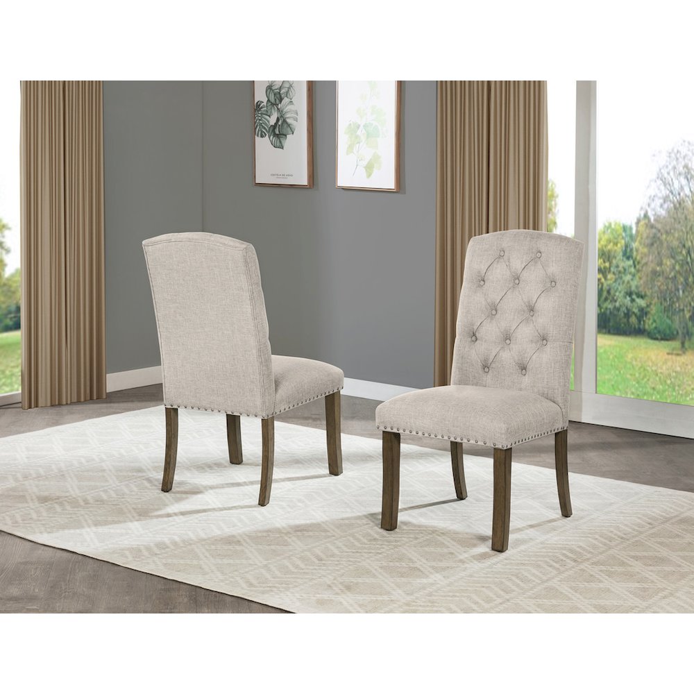 Beige Dining Chair With Linen Fabric