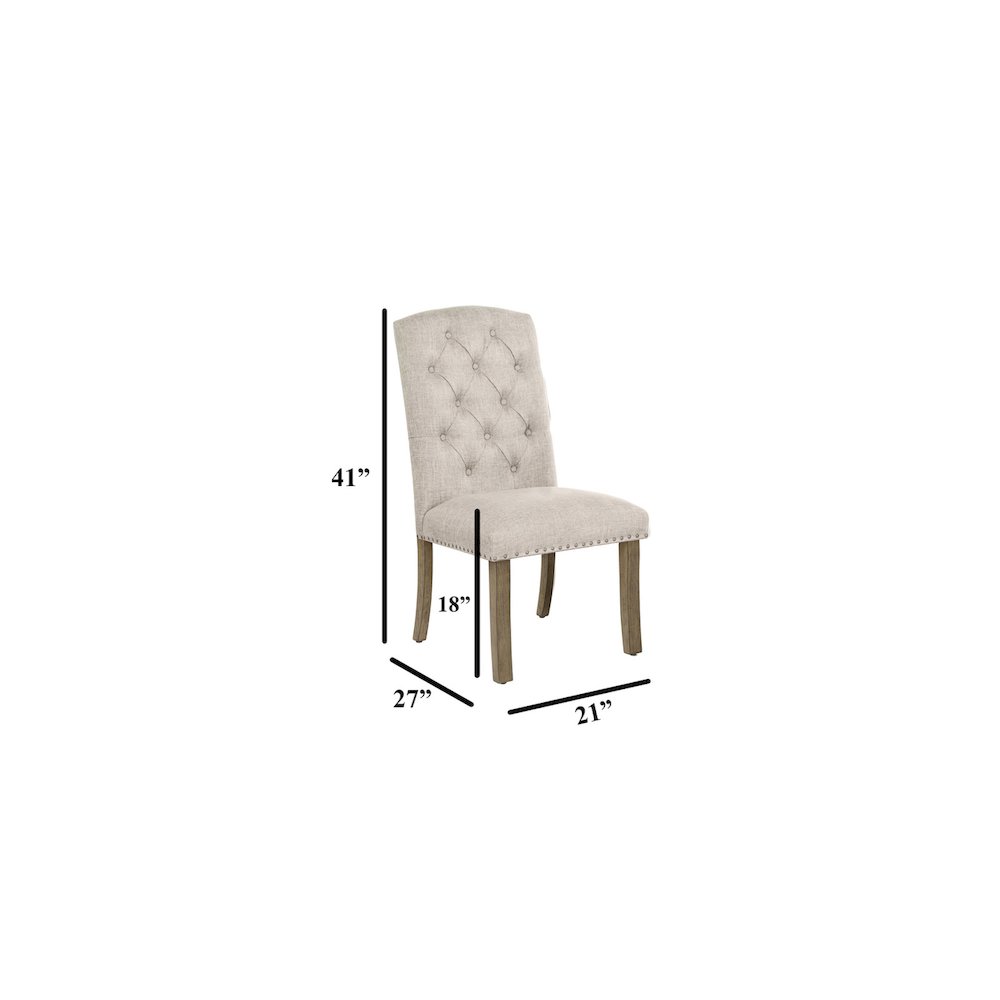 7 Piece Traditional Dining Set With Beige Side Chairs