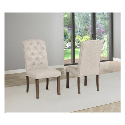 5 Piece Traditional Dining With Beige Dining Chairs
