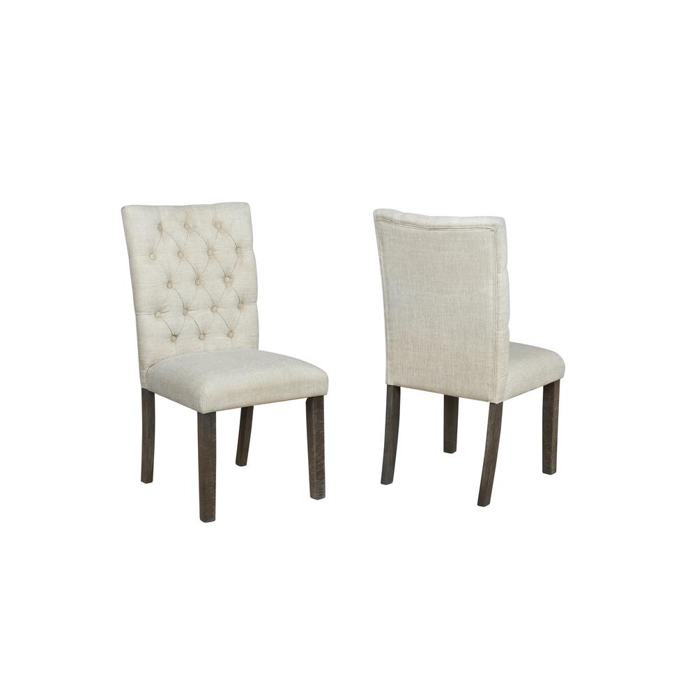 6pc Dining Set w/Uph Bench and Chairs Tufted, Table w/Storage, Beige