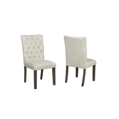 6pc Dining Set w/Uph Bench and Chairs Tufted, Table w/Storage, Beige
