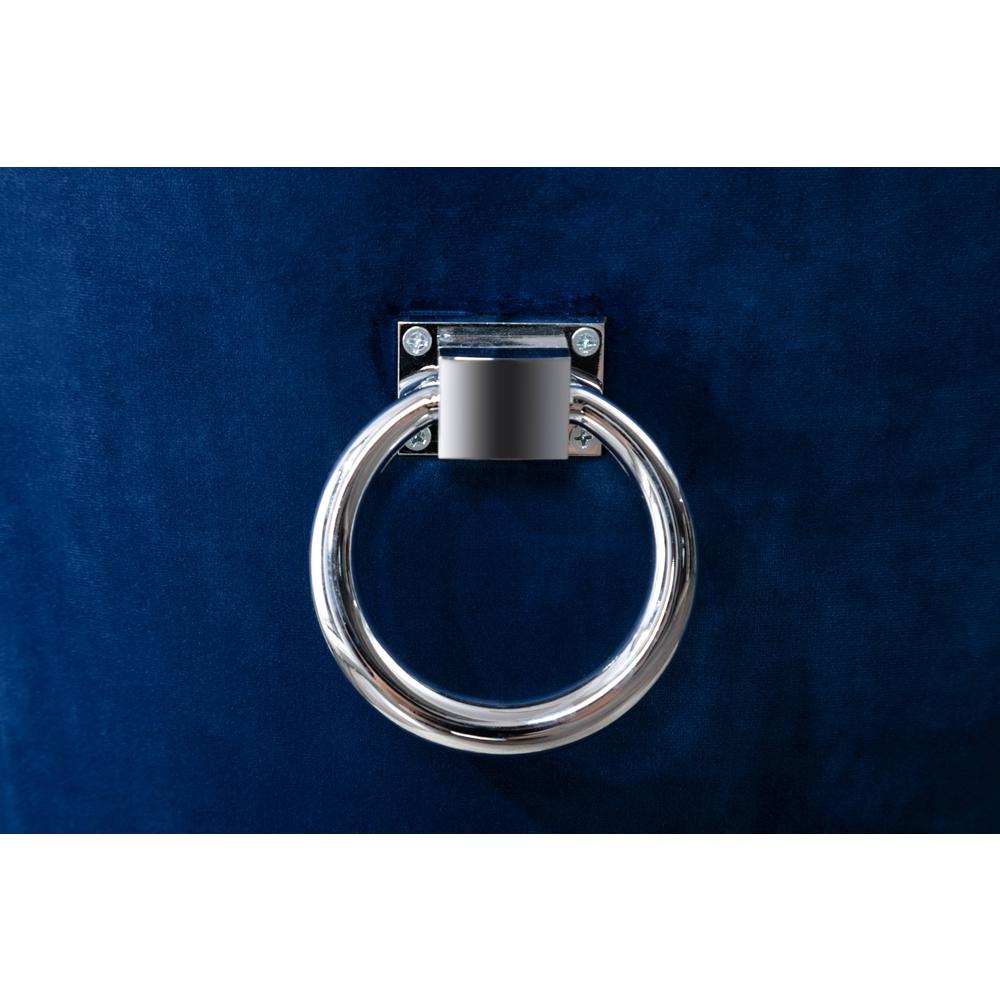 White Marble 7pc Set Ring Chairs in Navy Blue Velvet