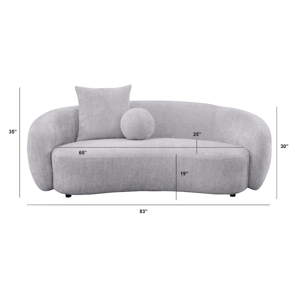 Teddy Fabric 2Pc Sofa + Loveseat Set In Light Grey