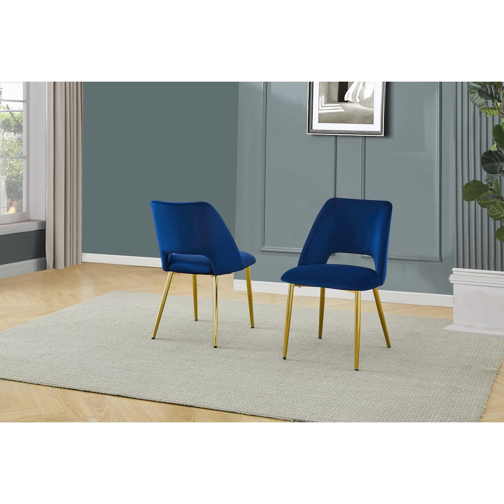 5pc dining Set- Rectangle - table with Navy Blue Velvet Chairs