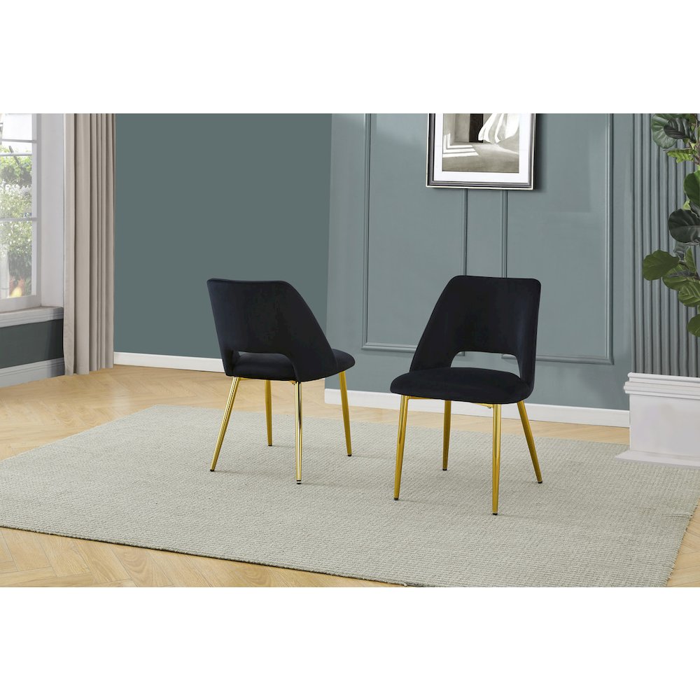 5pc dining Set- Rectangle - table with Black Velvet Chairs