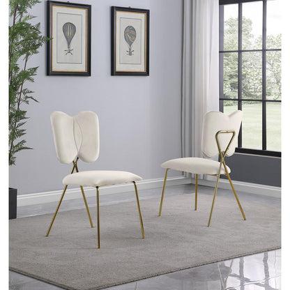 5pc dining Set- Rectangle table with Cream Velvet Chairs