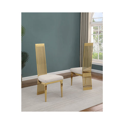 7Pc Tempered Glass Dining Set With 6 Cream Boucle Fabric Side Chairs