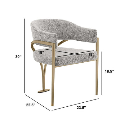7Pc Tempered Glass Dining Table Set With 6 Rich Gray With Matte Gold Side Chairs
