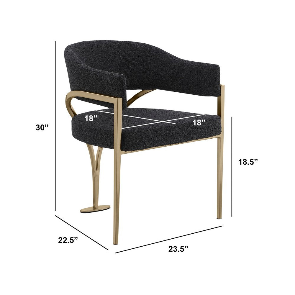 7Pc Tempered Glass Dining Table Set With 6 Black With Matte Gold Side Chairs