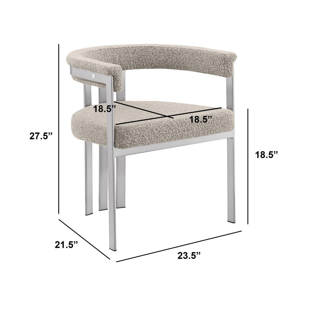7Pc Tempered Glass Dining Table Set With 6 Gray With Matte Silver Side Chairs