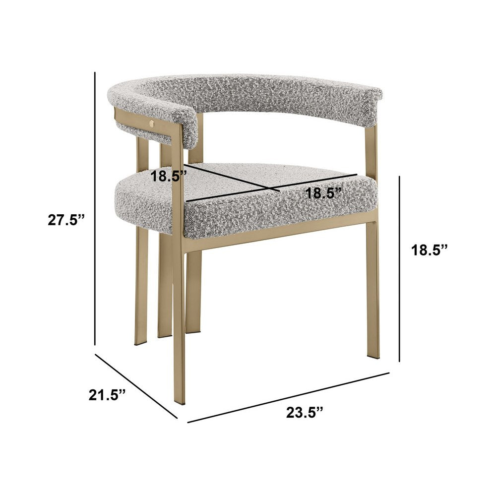 7Pc Tempered Glass Dining Table Set With 6 Rich Gray With Matte Gold Side Chairs